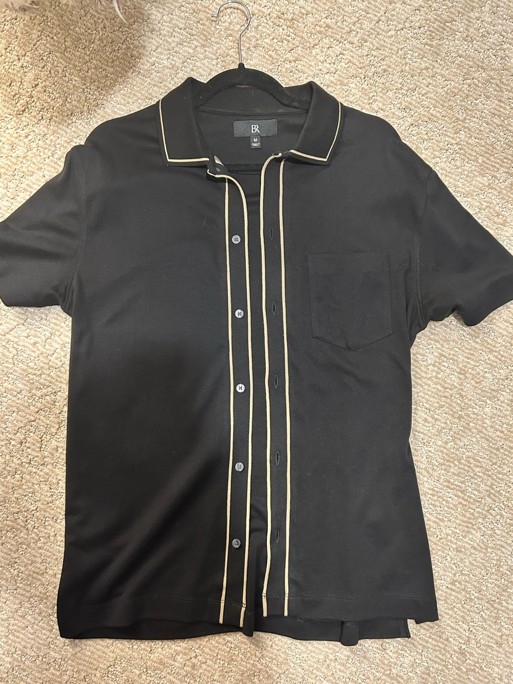 Banana Republic Black Luxury Touch Button-Down with Gold/Cream Trim